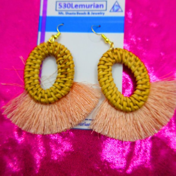 Pink Tassel Earrings - Picture 3 of 3